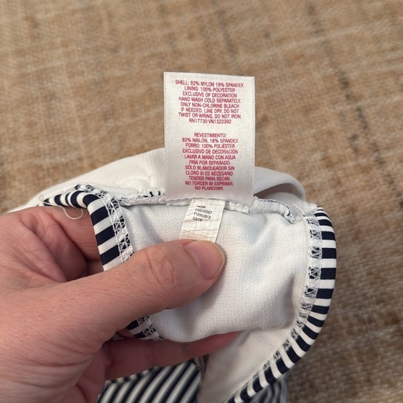 Xhilaration Juniors' Lace-up Front Bralette Bikini Top Navy Stripe XL - Picture 7 of 7